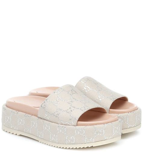 gucci platform slides silver|Gucci slides clearance.